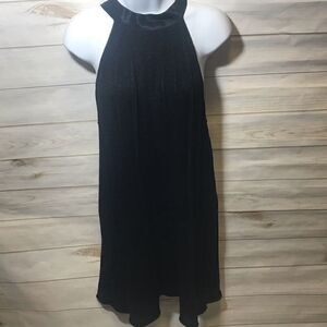 Forever Pleated Black Metalic Dress -Sz S